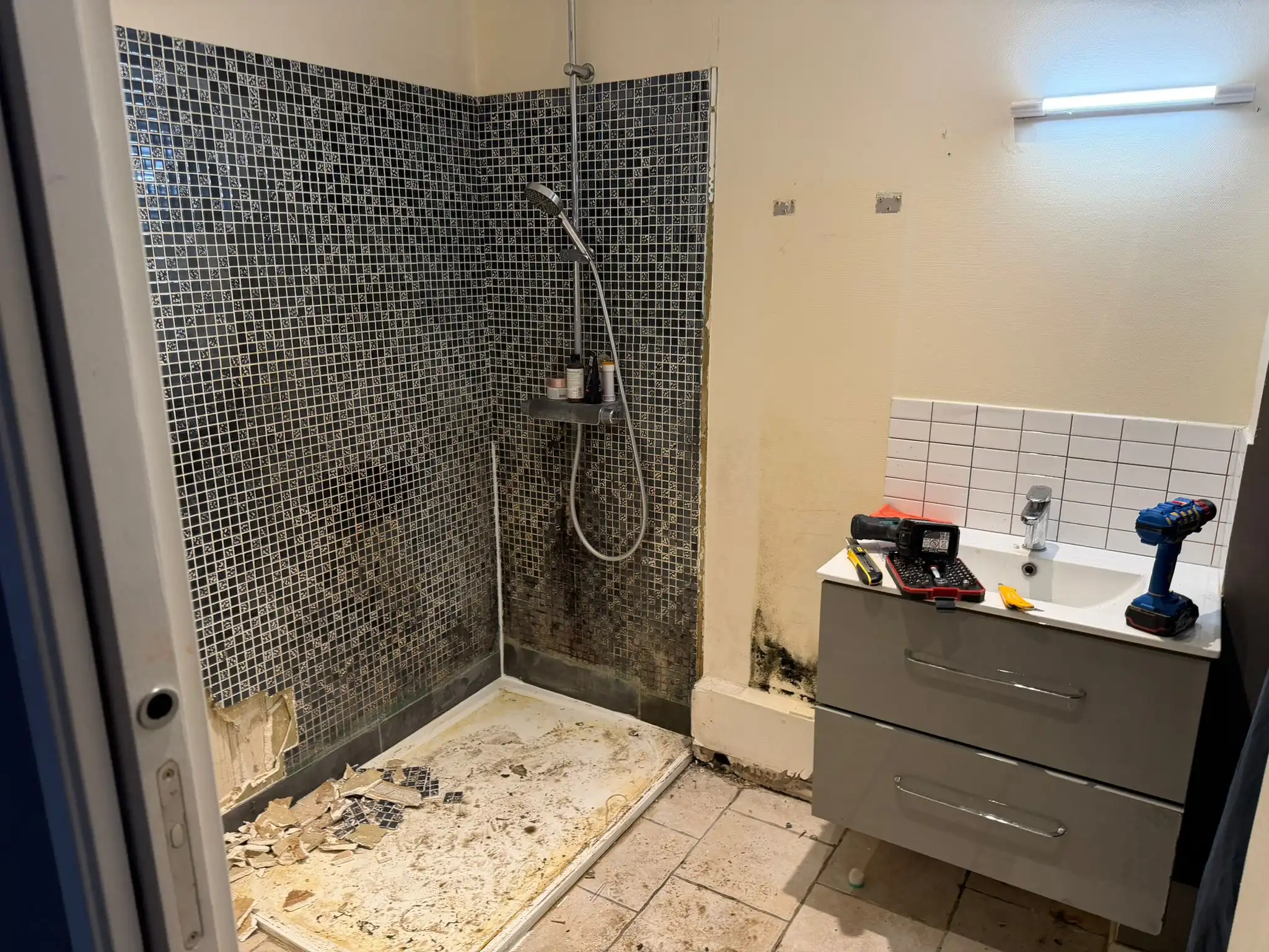 Rénovation complète salle de bain — avant